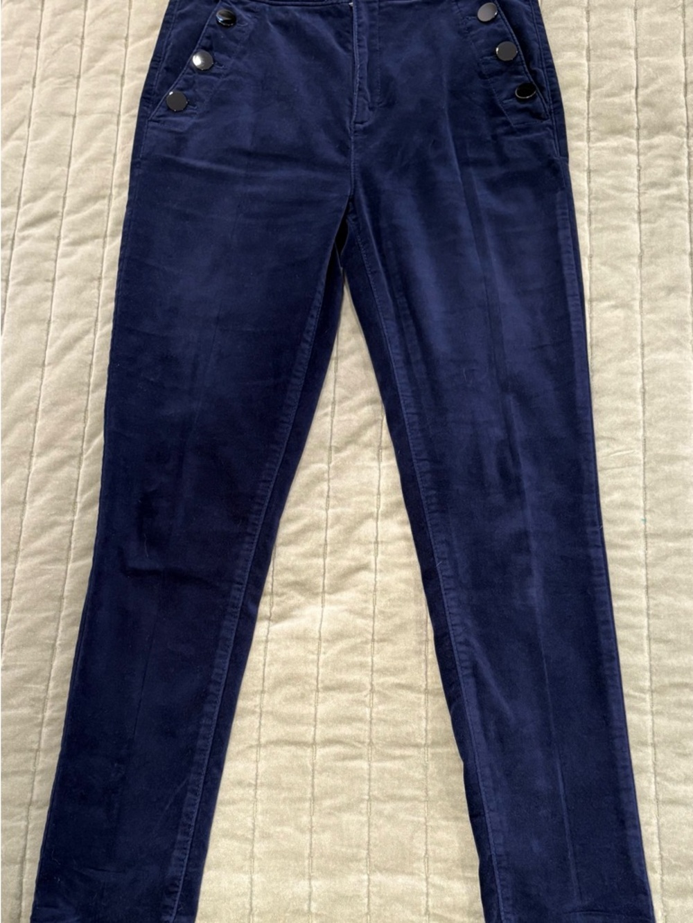 LOFT Navy Corduroy High-Rise Slim Pants with Gold Hardware